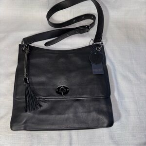 RACHEL Rachel Roy Black Leather Accordion Crossbody Bag